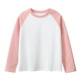 thumbnail image 1 of Boys Tshirts Spring Autumn Colorblock Long Sleeve Round Neck Solid T Shirt Pink 10-12 Years, 1 of 6