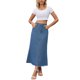 thumbnail image 2 of Falda de mezclilla maxi A Line de cintura alta INSPIRE CHIC para mujer, dobladillo deshilachado, falda de jeans casual L azul, 2 of 6
