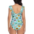 thumbnail image 6 of Yiaed World Travel1 Print Women's Ruffled One Piece Swimsuit V Neck Swimwear Slimming Monokini for Woman-Small, 6 of 8