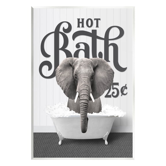 Stupell Industries Hot Bath Elephant Animals & Insects Painting Unframed Art Print Wall Art, 10 x 15