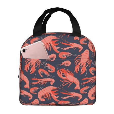 Insulated Lunch Bag for Women Men - Shrimp No.9043 Leakproof Cooler Lunch Box for Women Men  Lunch Tote Bags for Work School Picnic Travel