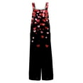 thumbnail image 4 of Fgvctg Valentine's Day Overalls for Women Wide Leg Pant Date Night Spaghetti Straps Romantic Love Heart Print Jumpsuits Sleeveless Bib Overalls Sprimg Romper Clothing With Pockets Wine L, 4 of 6