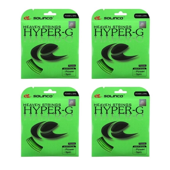 Solinco Hyper G Tennis String - 4 Packs Green, 18g