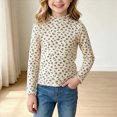 thumbnail image 2 of UAYOTSE Girls Kids Floral Mock Neck Top Long Sleeve Ruffle Trim Cute Allover Print School Layering Fall,Sizes 1-2 Years, 2 of 9