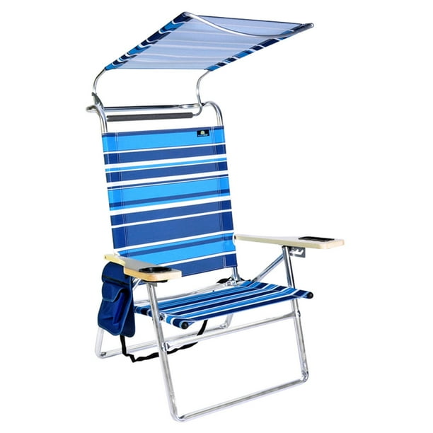 Deluxe 4 Position Aluminum Beach Chair W Canopy Storage Pouch Walmart Com Walmart Com