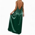 thumbnail image 5 of CIENVNSTG Women's Long Satin Slip Dress Nightgowns Strap Maxi Dress Silky Gown V Neck Under Dress Evening Party Maxi Dress Dark Green S, 5 of 6