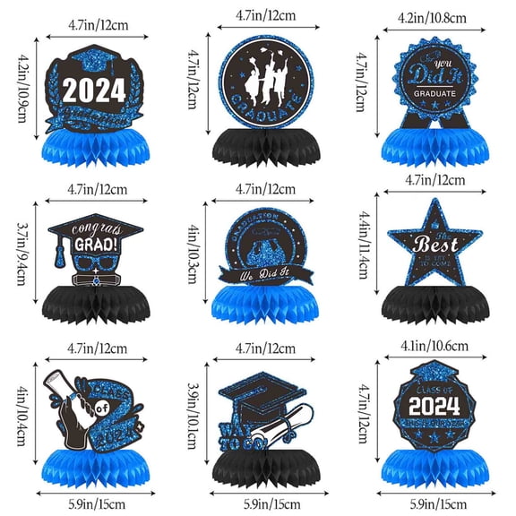 Momihoom Graduation Honeycomb Table Centerpieces, Congrats Grad Party Decorations for 2024 Graduation Celebrations, School Grad Party Supplies
