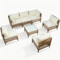 thumbnail image 7 of MaagorVita 7 Pcs Outdoor Patio Furniture Set, Modular Outdoor Sectional, Modern Rattan Wicker Sofa Set with Coffee Table and Washable Thick Cushions, Beige Cushion, 7 of 7
