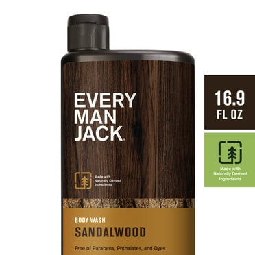 Every Man Jack Men's Hydrating Body Wash Soap for All Skin Types, Sandalwood, 16.9 Fluid Ounces