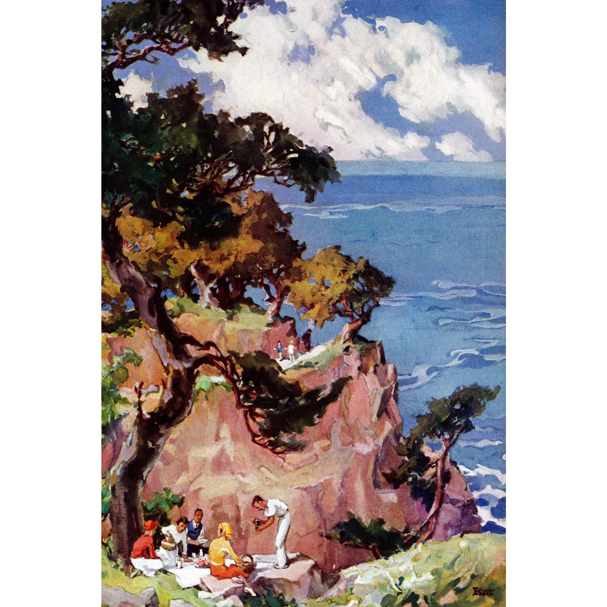 "Oceanside Picnic" Painting Print on Wrapped Canvas