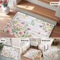 thumbnail image 5 of Entryway Rug 2'x3', Pink Purple Flower Small Rug for Kitchen Bathroom Door Mat Indoor Entrance, Spring Farmhouse Floral Leaf Wood Grain Non-Slip Area Rugs Floor Mats Carpet Front Door Rugs, 5 of 8