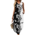 thumbnail image 1 of SMihono Robe Maxi Bohème d'Été pour Femmes Grande Taille Sexy Mode Sans Manches Imprimée Col en V avec Poches Longue Robe de Plage, 1 of 5