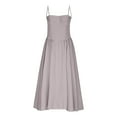 thumbnail image 4 of Ecqkame Women's Wedding Guest Dress Solid Color Sexy Slip&nbsp;Party Dress Tummy Control Pleated Suspender Large Hem Dress 03-Gray XXXL, 4 of 9