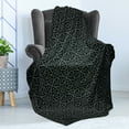 thumbnail image 4 of Dark Grey Soft Flannel Fleece Blanket, Medieval Folkloric Ornament Celtic Pattern Vintage Style Abstract Floral Circles, Cozy Plush for Indoor and Outdoor Use, 50" x 70", Black Grey, by Ambesonne, 4 of 5