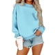 thumbnail image 2 of HongQid Women's Long Sleeve Crewneck Sweatshirt Casual Solid Color Pullover Cropped Tops, 2 of 4