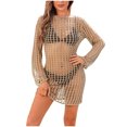 thumbnail image 2 of Cavosen Summer Cover Ups for Womens Dresses Knitted Crochet Hollow Out Dress Bikinis Swimsuit Kaftan Long Sleeve Crewneck Sheer Pool Swimwear Kimono Plain Bathing Suit Cover Ups, 2 of 6
