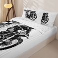 thumbnail image 3 of Manfei Speed Motorcycle Zipper Twin Comforter Sets with Fitted Sheet and 2 Pillowcases,Checkerboard Print Zipper Bedding Set,White,Reversible,4pcs, 3 of 8