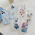 thumbnail image 3 of Stylish Butterfly Pattern Back Cover for Apple iPhone 16 Plus, Glitter Ring Holder Kickstand Fashionable Luxury Slim Fit Lightweight Clear Case for iPhone 16 Plus, B, 3 of 7