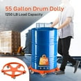 thumbnail image 4 of RIEDHOFF 1250 LBS Capacity Barrel Dolly, 55 Gallon Drum Dolly with 5 Caster Wheels, Trash Can Dolly Non-Tipping Hand, Orange Steel Frame Heavy Duty Drum Dolly, 4 of 7