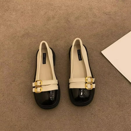Xysaqa Black Flats for Women  Ballets Shoes for Girls Women Slip-on Tassel Leather Top Platform Loafers Casual Comfortable Loafer Shoes Indoor Outdoor Wedding Shoes for Women on Clearance