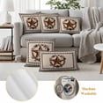 thumbnail image 6 of Farmhouse Outdoor Waterproof Pillow Covers, Country Star Berry Plaid Lodge Grey Brown Decorative Square Throw Pillowcase Sofa Cushion Sham for Patio/Couch/Chair, 20"x20" 2 Pack, 6 of 8