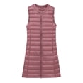 thumbnail image 5 of ZHOUCHANKIDS Women Long Vest Solid Color Sleeveless Hood Winter Puffer Vest Outwear Pink S, 5 of 6