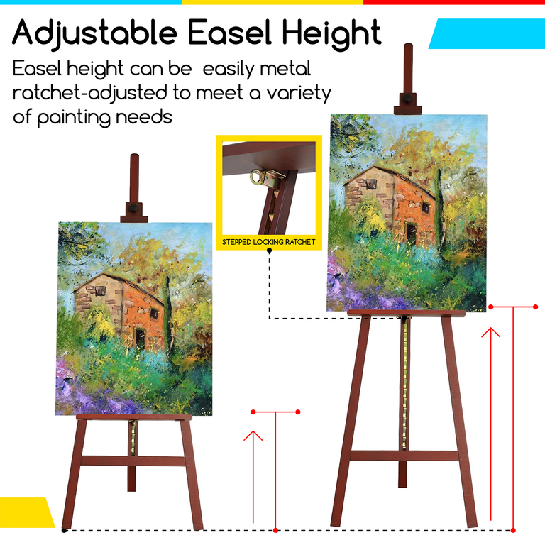 MEEDEN Basic Lyre Studio Easel, Wood Artist Easel for Painting, Adjustable Height and Working Angles, Holds Canvas Up to 43 Inches