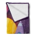 thumbnail image 2 of Universe Soft Flannel Fleece Blanket, Cartoon Illustration of Rocket Spaceship Around a Planet Galactic Theme, Cozy Plush for Indoor and Outdoor Use, 50" x 60", Purple and Multicolor, by Ambesonne, 2 of 5