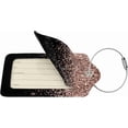 thumbnail image 2 of 2 Pack Luggage Tag for Suitcase, Blush Pink Rose Gold Black Glitter Leather Id Labels with Stainless Steel Loop Privacy Cover for Women Girls Bag Travel, 2 of 5