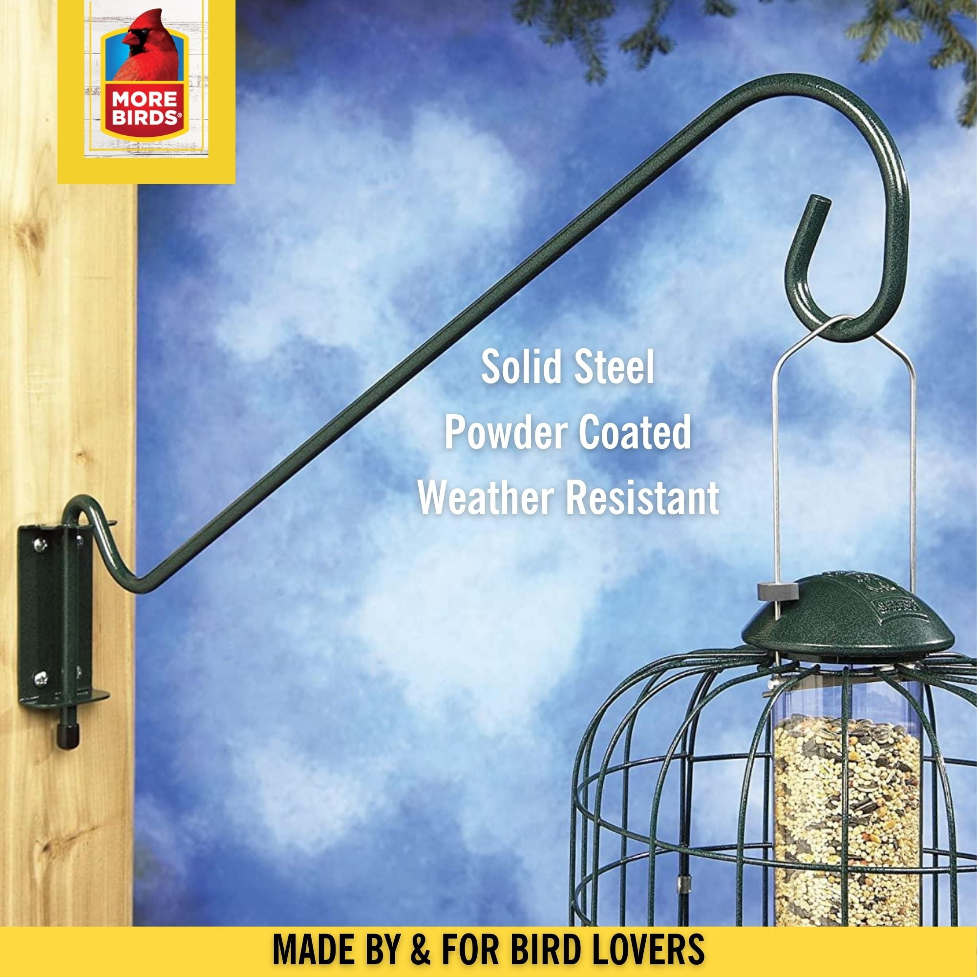 (3 pack) More Birds 18-inch Extended Reach Metal Wall Mounted Bracket, Black