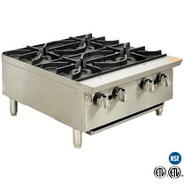 Elite Kitchen 24-Inch Heavy-Duty Commercial 4-Burner Hot Plate, Countertop Gas Hotplate in Stainless Steel