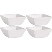 Farmhouse Decor Porcelain Dipping Bowls Sauce Dishes - Set of 4 Elegant White Soy Sause Dish (2 Oz Square Shape)