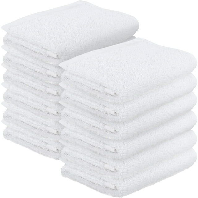 GILA Toalla Facial de Algodón 100% Hipoalergénico I Paquete de 12 Toallas Blancas para Cara (30 x 30 cm)