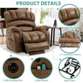 thumbnail image 3 of MEETWARM Large Power Lift Electric Recliner Chair with Extended Footrest for Elderly, Big and Tall Lift Chair for Seniors Reclining Chair for Living Room with Massage and Heated,USB Ports(Brown), 3 of 9