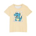 thumbnail image 3 of Odeerbi Kids Boys Girls T-shirt Dinosaur Print Short Sleeve Tee Tops 3-14 Years Kids Summer Graphic Shirts Round Neck Crop Top Beige, 3 of 4