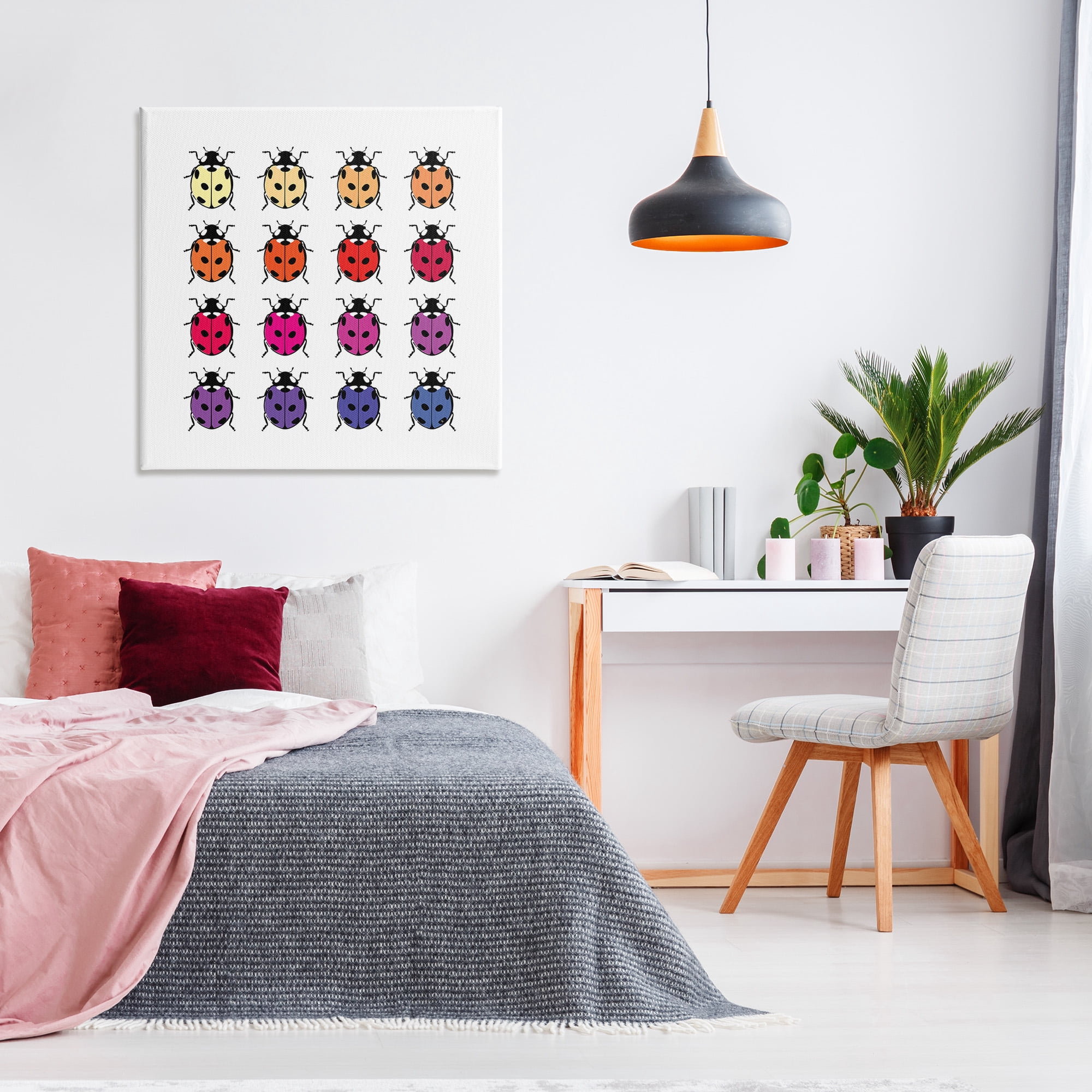 Stupell Industries Rainbow Ladybugs Pattern Animals & Insects Painting Gallery Wrapped Canvas Art Print Wall Art, 36 x 36