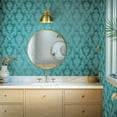 thumbnail image 3 of Tempaper Textured Damsel Metallic Teal Peel and Stick Damask Wallpaper, 20.5" x 16.5', 3 of 8