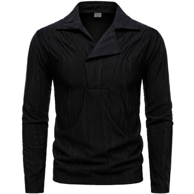 Blusa y camisa de manga larga con cuello vuelto para hombre, informal, con estampado, de poliéster