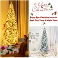 thumbnail image 6 of Costway 8ft Pre-lit Snow Flocked Christmas Tree w/ Berries & Poinsettia Flowers, 6 of 10