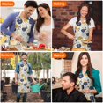 thumbnail image 4 of Pioneer Flower Floral Print Pattern Apron for Women and Men, Cotton Linen Waterproof with Pockets, Adjustable, 33x27 Inch for Kitchen, Gardening, BBQ, Salon, 4 of 6