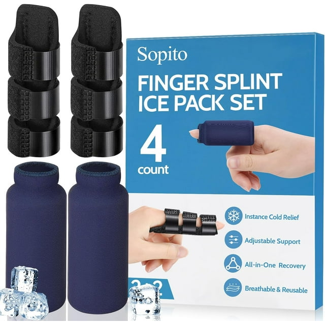 Upgraded Finger Splint and Ice Pack Sleeves for Pain Relief, Finger Protection, Straightening Arthritis, Knuckle Immobilization, Reusable Index, Middle, Ring Finger Brace