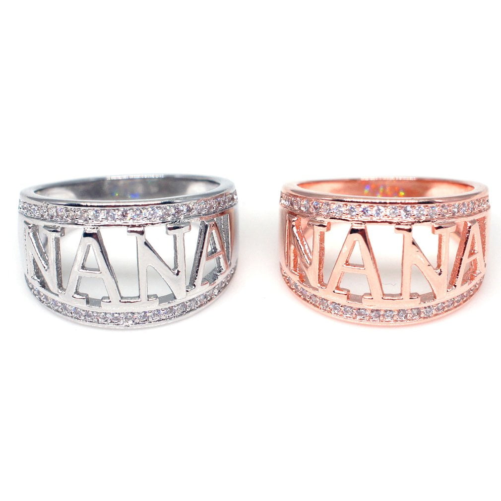 Nana Ring Cubic Zirconia Diamond NANA Plated with 18K White Gold Diamond Walmart