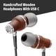 thumbnail image 4 of Auriculares sinfonizados de madera premium para iPhone con cable (USB C), sonido de graves profundos, sonido 3D, control de volumen del micrófono, 90% de cancelación de ruido para dispositivos tipo C., 4 of 5