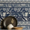 thumbnail image 1 of S4Sassy Papier Peint Décoratif Bohème Autocollant, Papier Peint Rayé à Blocs Manuels, Papier Vinyle Texturé Imperméable, Bleu, Couverture Murale Amovible Compatible avec le Locataire pour Chambre, Salle à Manger, 1 of 9