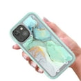 thumbnail image 4 of iPhone 13 Mini Case With Built-in Screen Protector, Rosebono Hybrid Graphic Design Pattern Hard Back Pannel Cover Case For iPhone 13 Mini (Green Marble), 4 of 5