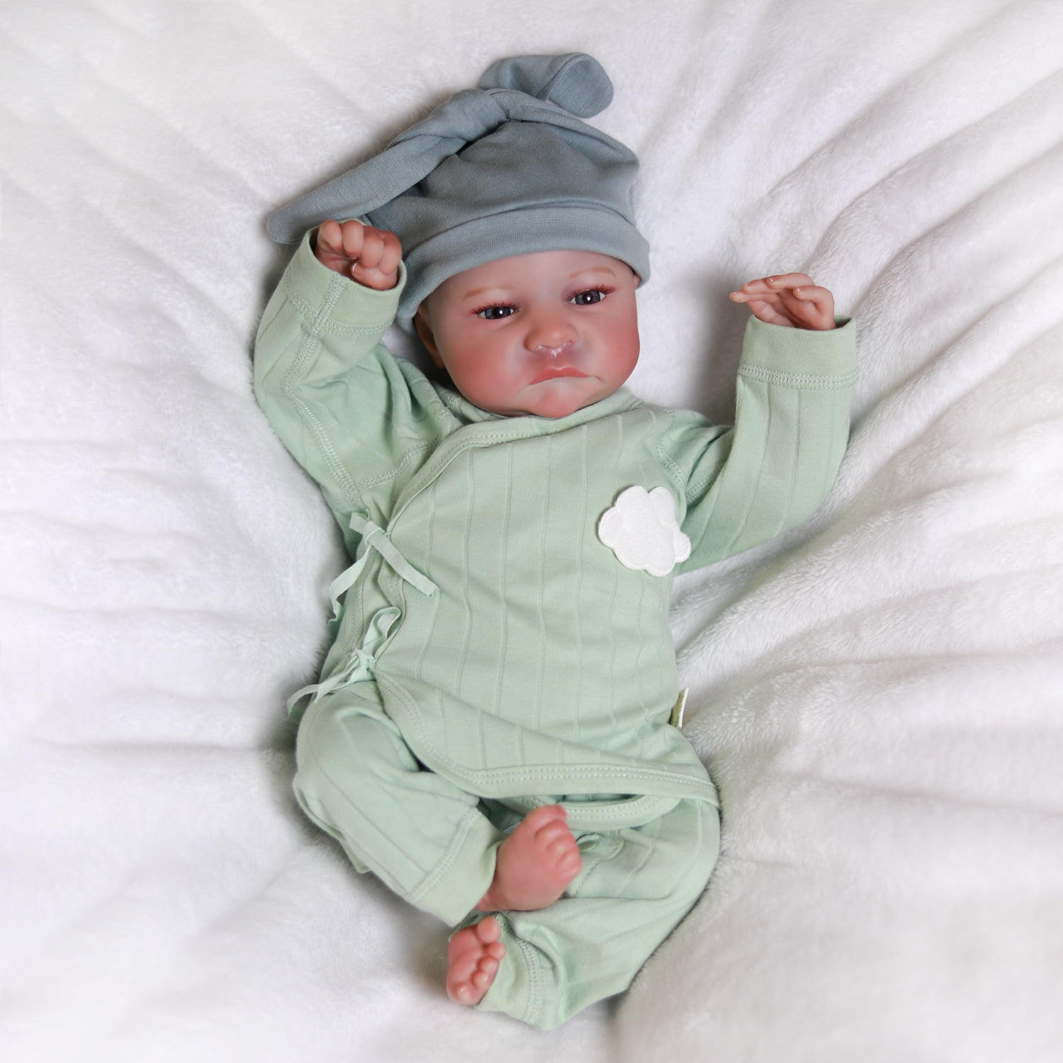 Reborn Newborn Baby Boy Doll Vinyl Silicone Handmade 18inch Lifelike Dolls Soft Cloth Body Gift