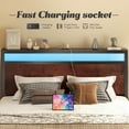 thumbnail image 6 of Queen Bed Frame with Headboard & Footboard, Bed Frame with Built-in Charging Station & LED Light, Storage Shelf, Noise-Free, No Box Spring Needed, Easy Assembly, Coffee Brown, 6 of 8