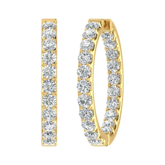 4 Carat Diamond Inside Out Hoop Earrings in 14K Yellow Gold