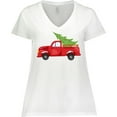thumbnail image 3 of Inktastic Christmas Vintage Truck with Christmas Tree Women's Plus Size V-Neck T-Shirt, 3 of 5