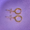 thumbnail image 6 of 14K Gold Plated Drop Dangle Cross Hoop Earrings for Women,Small Huggie Hoops Cross Earrings for Men Hypoallergenic Lightweight, 6 of 7